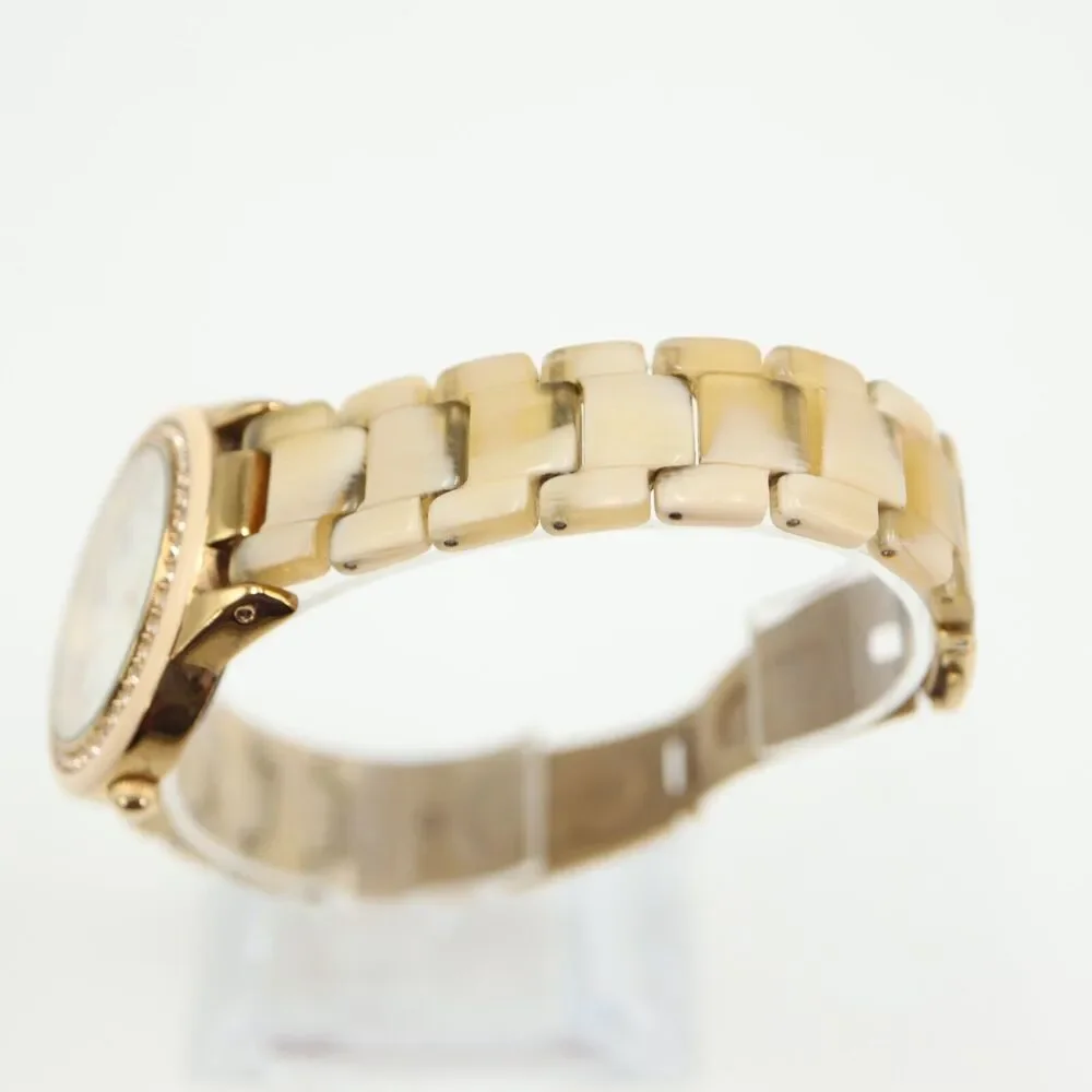 Anne Klein Women Watch 35mm MOP Gold Tone Acrylic SHORT Bracelet 5